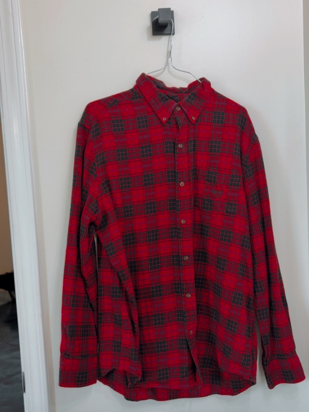 Chaps Red & Black Plaid Lightweight Shirt Jacket Flannel